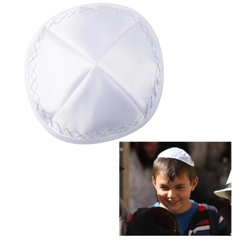 כיפה לבנה יוקרתית - רקמה מסורתית